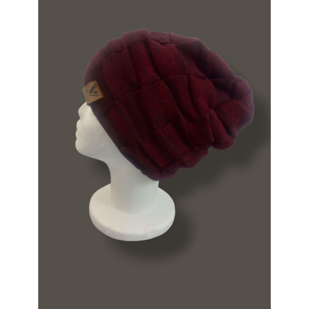 VGOGFLY Sherpa Fleece lined Slouchy Beanie Textured Knit Hat Red /Black